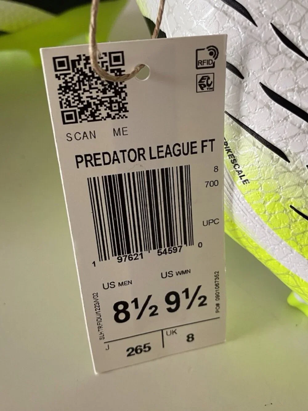 Adidas Predator‎ League FT FG/MG Soccer Cleats JI1111 White Yellow Men’s Sz 8.5